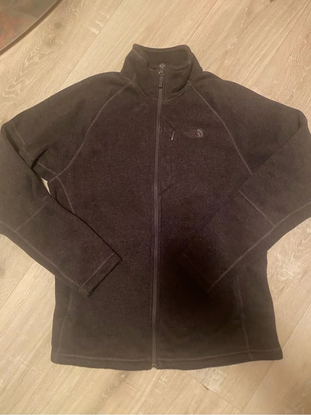 The North Face Men's Dark Gray Full Zip Fleece Jacket M Logo Zipper Casual